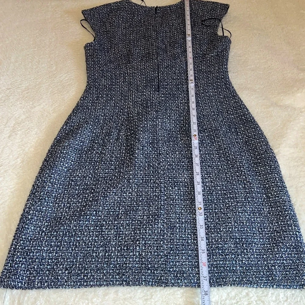 St. John‎ Tweed V-Neck A-Line Dress Black Blue Size 6 NWT